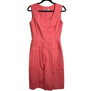 Jil Sander Coral Cotton Sleeveless Midi Dress – Size 36 (Made in Italy)
